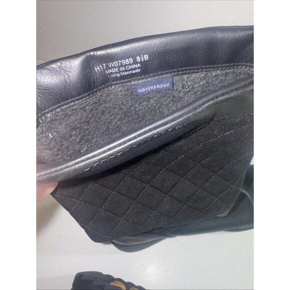 Cole Haan Black Leather Waterproof Quilted Winter Boots Women 8.5B EUC CHARITY - Picture 6 of 7